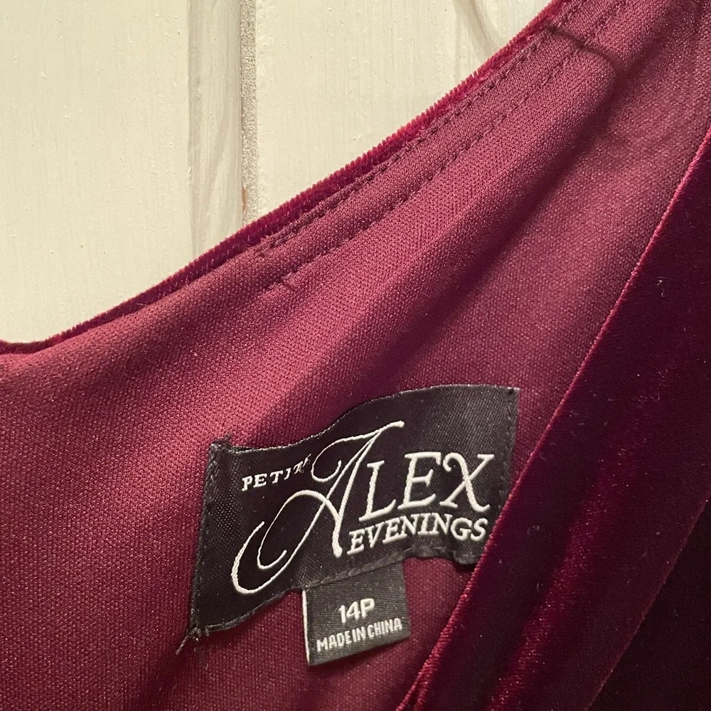 Alex Evenings long velvet dress - color is a wine/burgandy - Picture 2 of 5